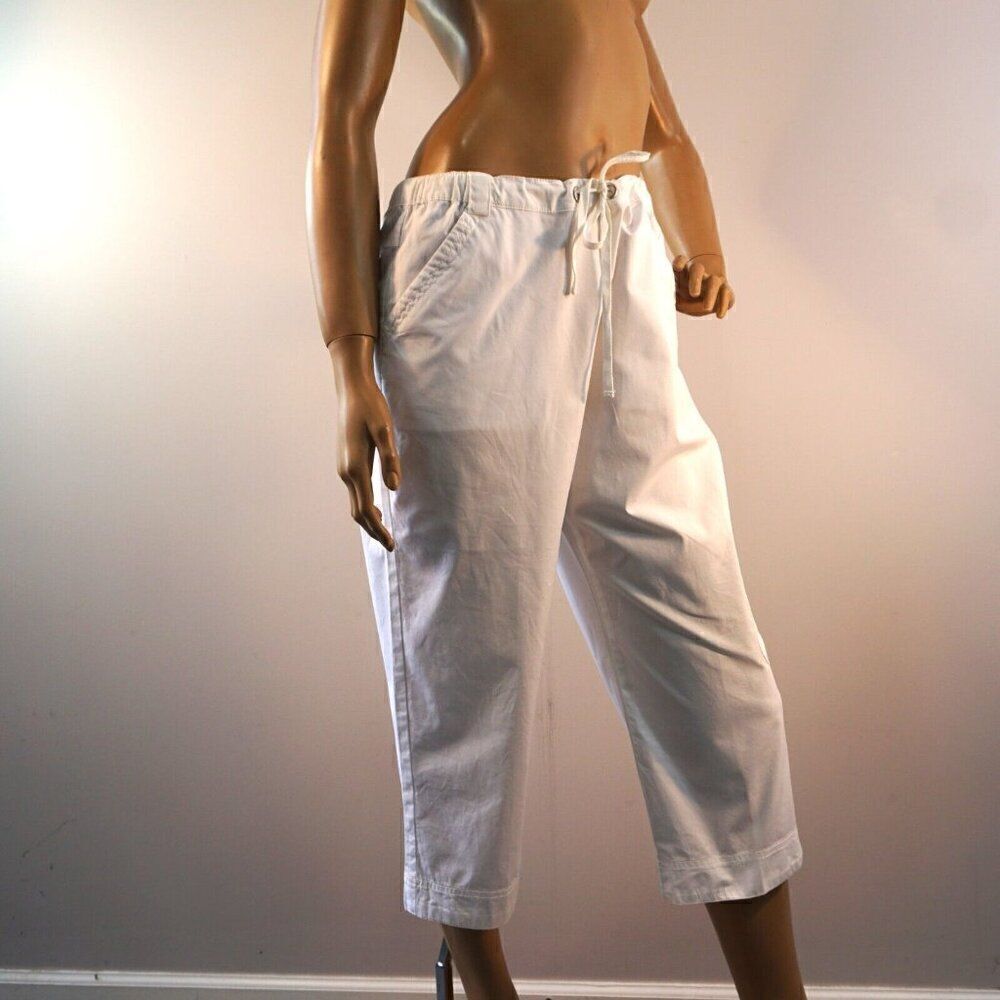 Onque Casuals Capri Pants Womens Size 6 Pockets White Cropped